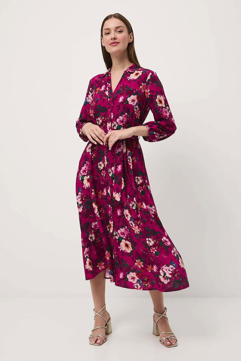 Medicine rochie culoarea roz, midi, evazati