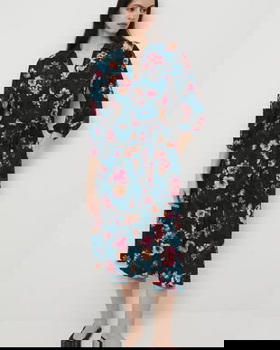 Medicine rochie culoarea turcoaz, midi, evazati