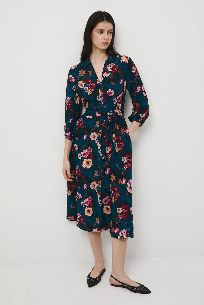 Medicine rochie culoarea turcoaz, midi, evazati