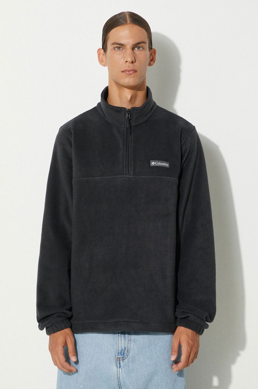 Columbia hanorac fleece Steens Mountain Half Zip culoarea negru, neted, 1620191
