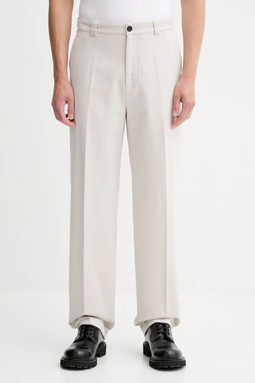 Filippa K pantaloni de bumbac bărbați, culoarea gri, drepți 31433