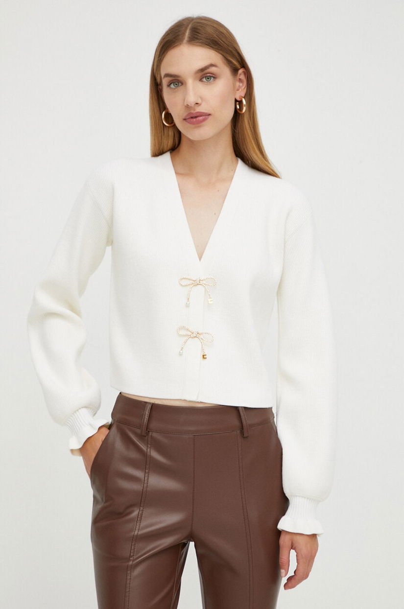 Elisabetta Franchi pulover de lână culoarea bej pentru femei