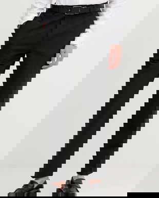 Mos Mosh pantaloni de lână HUGH culoarea negru, drepți 508680