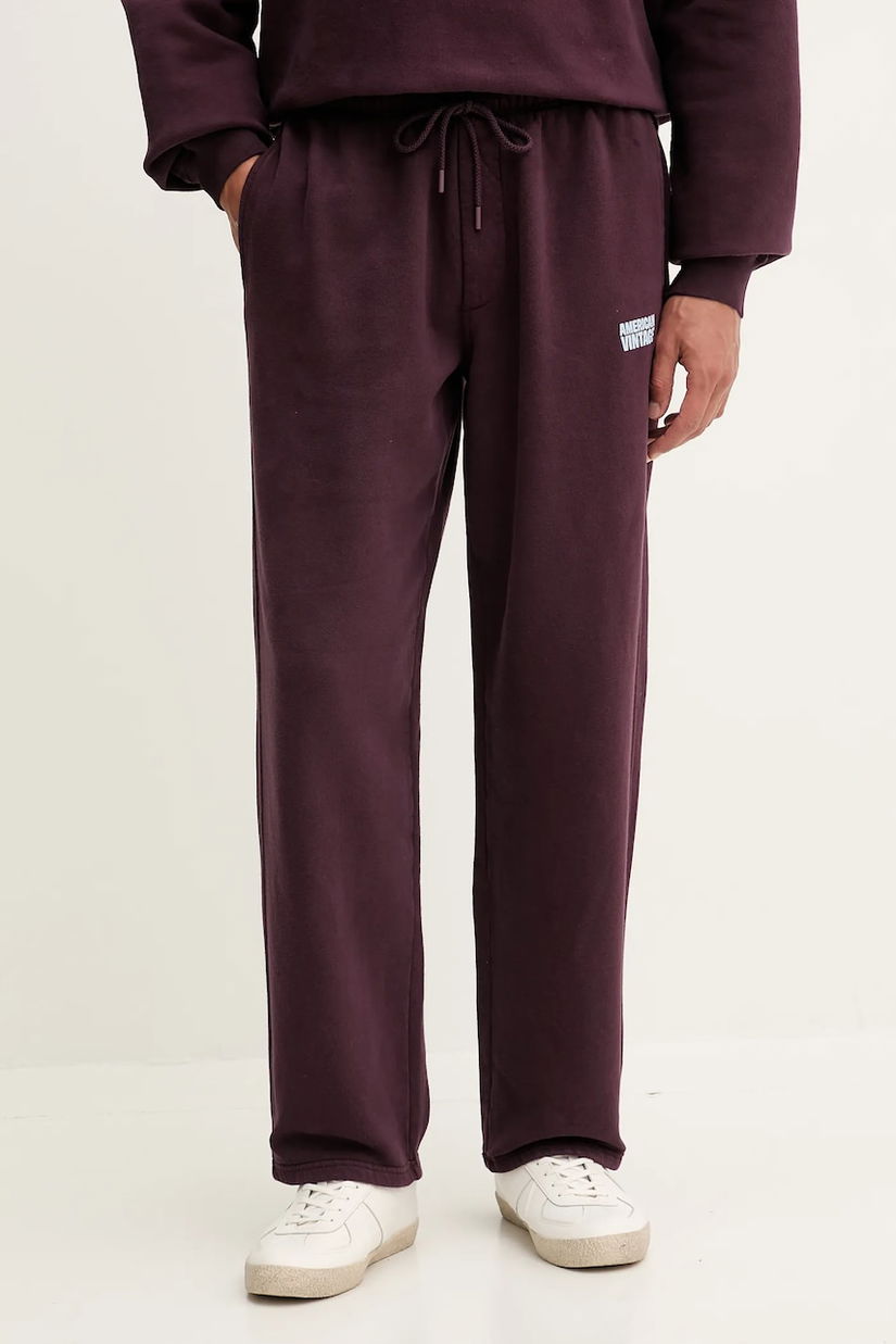 American Vintage pantaloni de trening din bumbac culoarea violet, cu imprimeu, MPLI05B