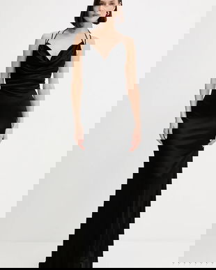 Elisabetta Franchi rochie culoarea negru, maxi, mulata, ABR0652E3