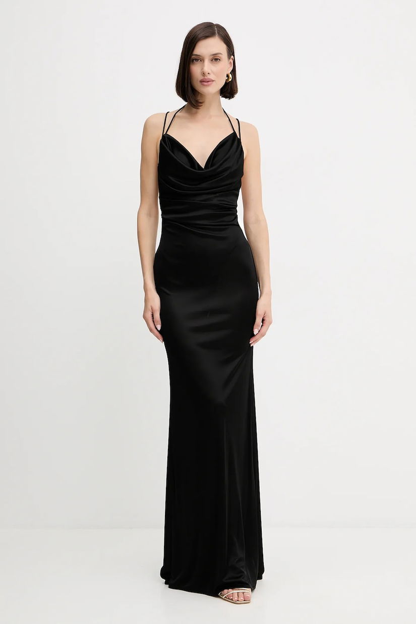 Elisabetta Franchi rochie culoarea negru, maxi, mulata, ABR0652E3