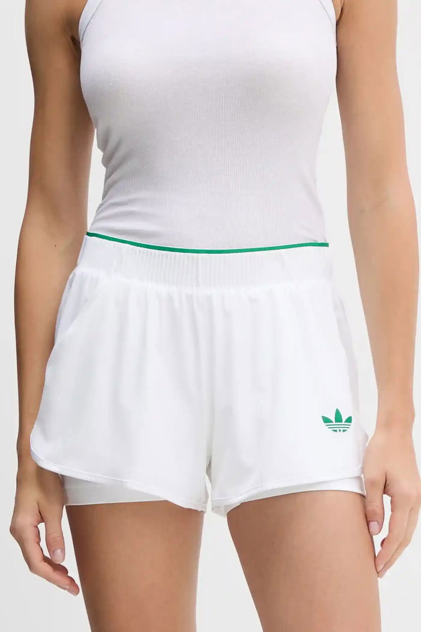 adidas Originals pantaloni scurti Shorts Pro culoarea alb, cu imprimeu, high waist, JM4732