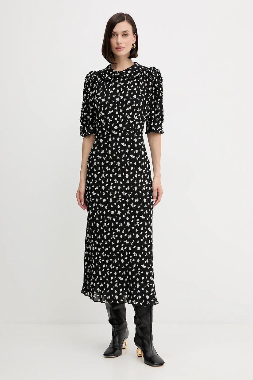 Luisa Spagnoli rochie culoarea negru, maxi, evazati, 542392