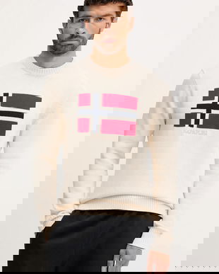 Napapijri pulover de bumbac D-Mura culoarea bej, NP0A891UN1J1