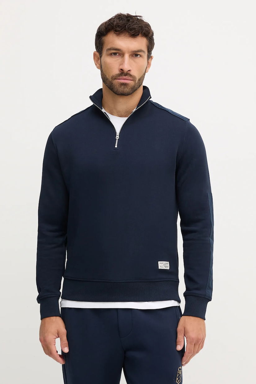 Pepe Jeans hanorac de bumbac culoarea albastru marin, neted, PM5800002
