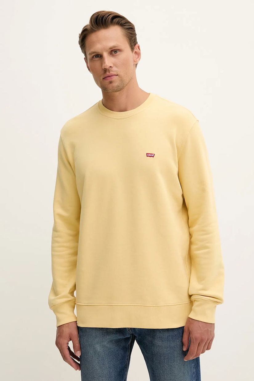 Levi's hanorac de bumbac culoarea galben, neted, 35909