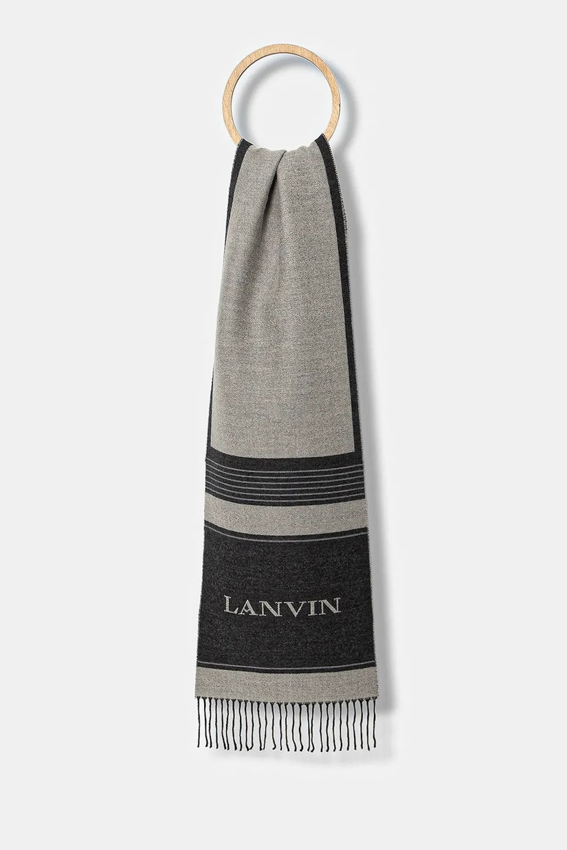 Lanvin esarfa de lana culoarea gri, modelator, 710009252