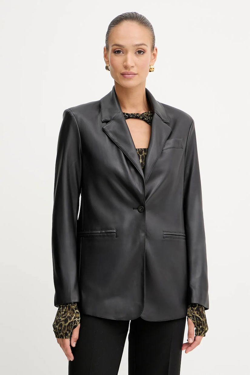 Silvian Heach sacou QUILES culoarea negru, un singur rand de nasturi, uni, GPA25304GC