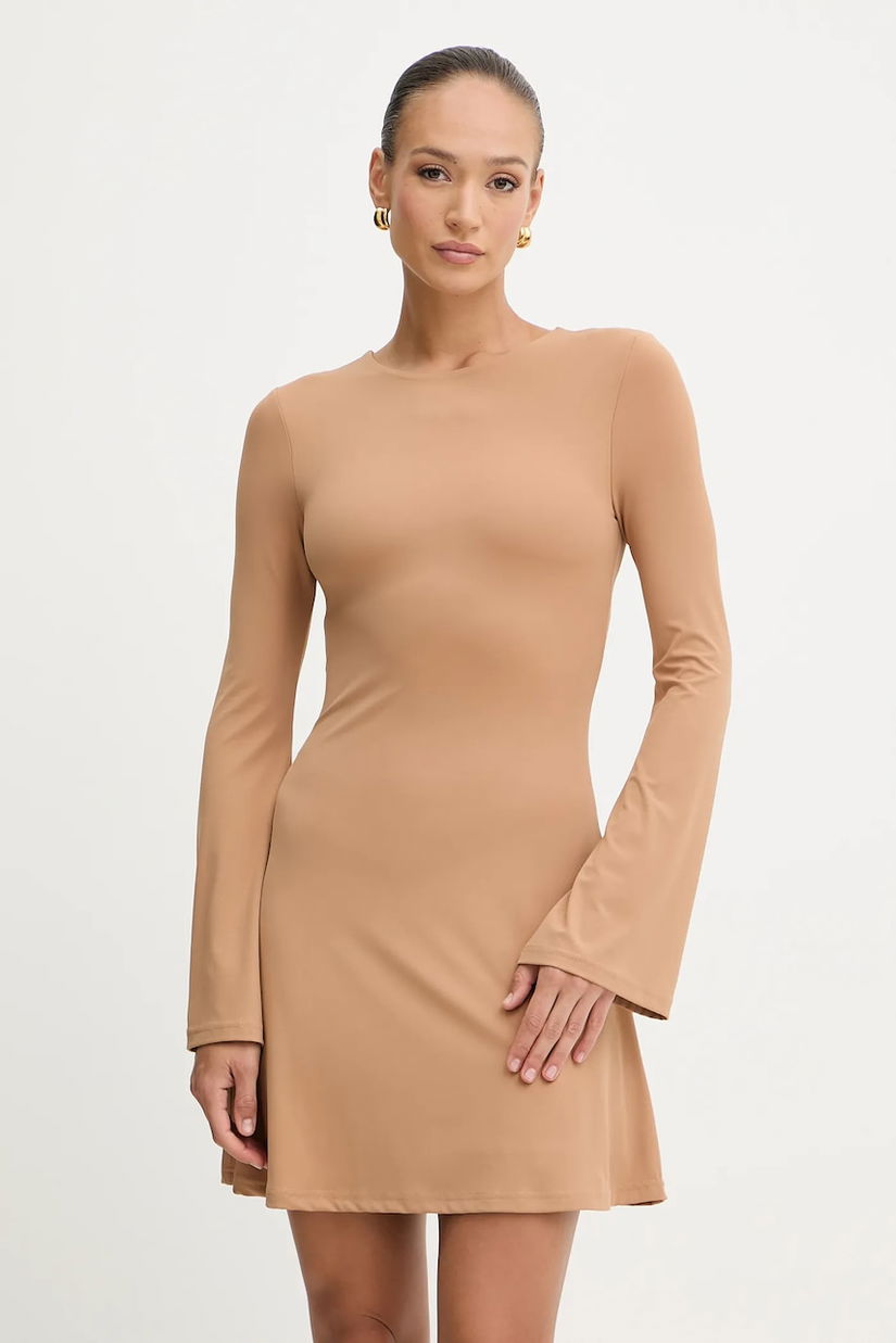 Silvian Heach rochie KOGHO culoarea bej, mini, evazati, GPA25449VE