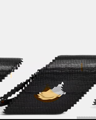 Sessun geantă de piele culoarea negru, 25102003