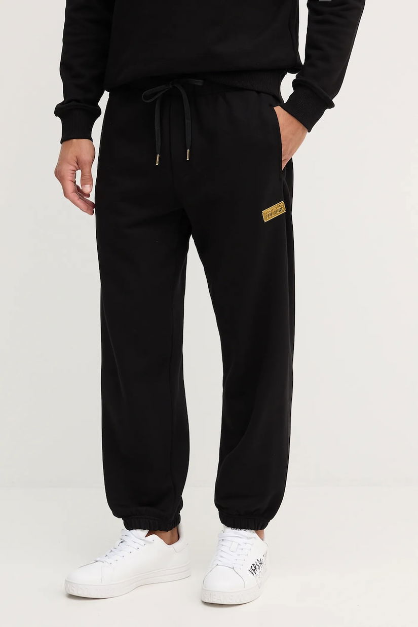 Versace Jeans Couture pantaloni de trening din bumbac culoarea negru, uni, 79GAAT07 CF01T