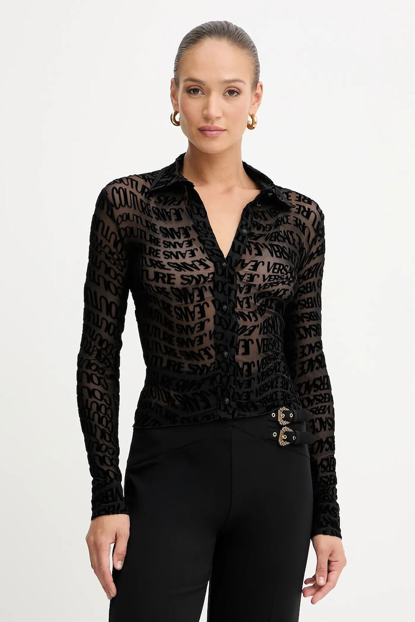 Versace Jeans Couture cămașă culoarea negru, cu guler clasic, regular, 79HAL213 JS490