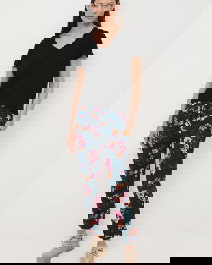 Medicine pantaloni de trening din bumbac culoarea turcoaz, cu model