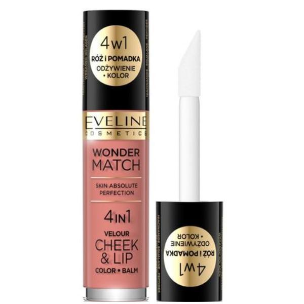 Fard lichid pentru obraji si buze Eveline Wonder Match 4 in 1 Cheek&amp;Lip No 01, 4.5 ml