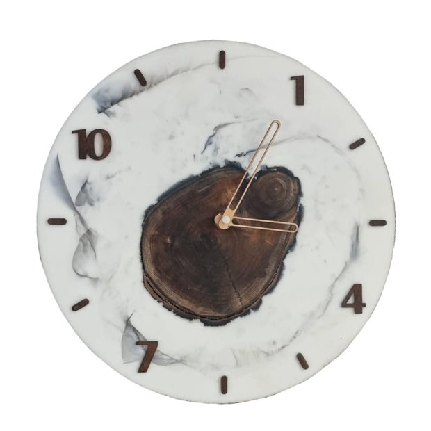 Ceas de perete modern din rasina epoxidica si lemn 30X30