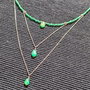 Colier argint opal de foc etiopian verde briolete calcedonie lant argint minimalist boho chic trendy - Transport gratuit