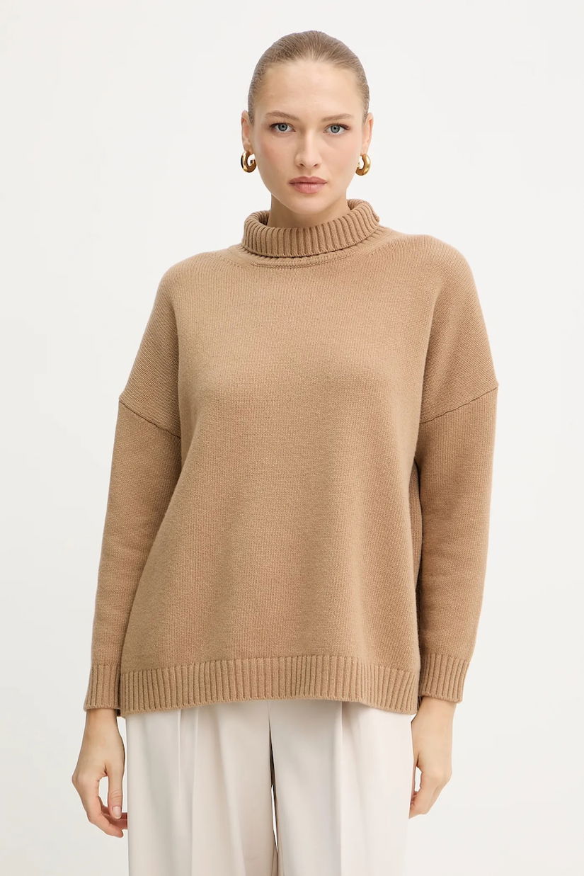 Weekend Max Mara pulover de lână BORGIA culoarea verde, cu guler, 2525366112600