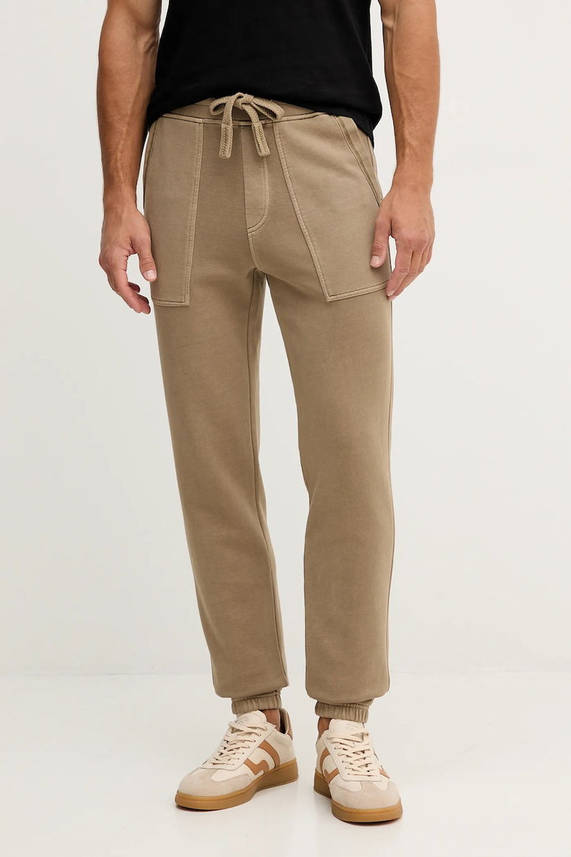 Aeronautica Militare pantaloni de trening din bumbac culoarea bej, uni, PF1003UF00665