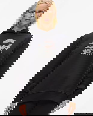 Karl Lagerfeld hanorac de bumbac culoarea negru, cu glugă, cu imprimeu, A4W20070