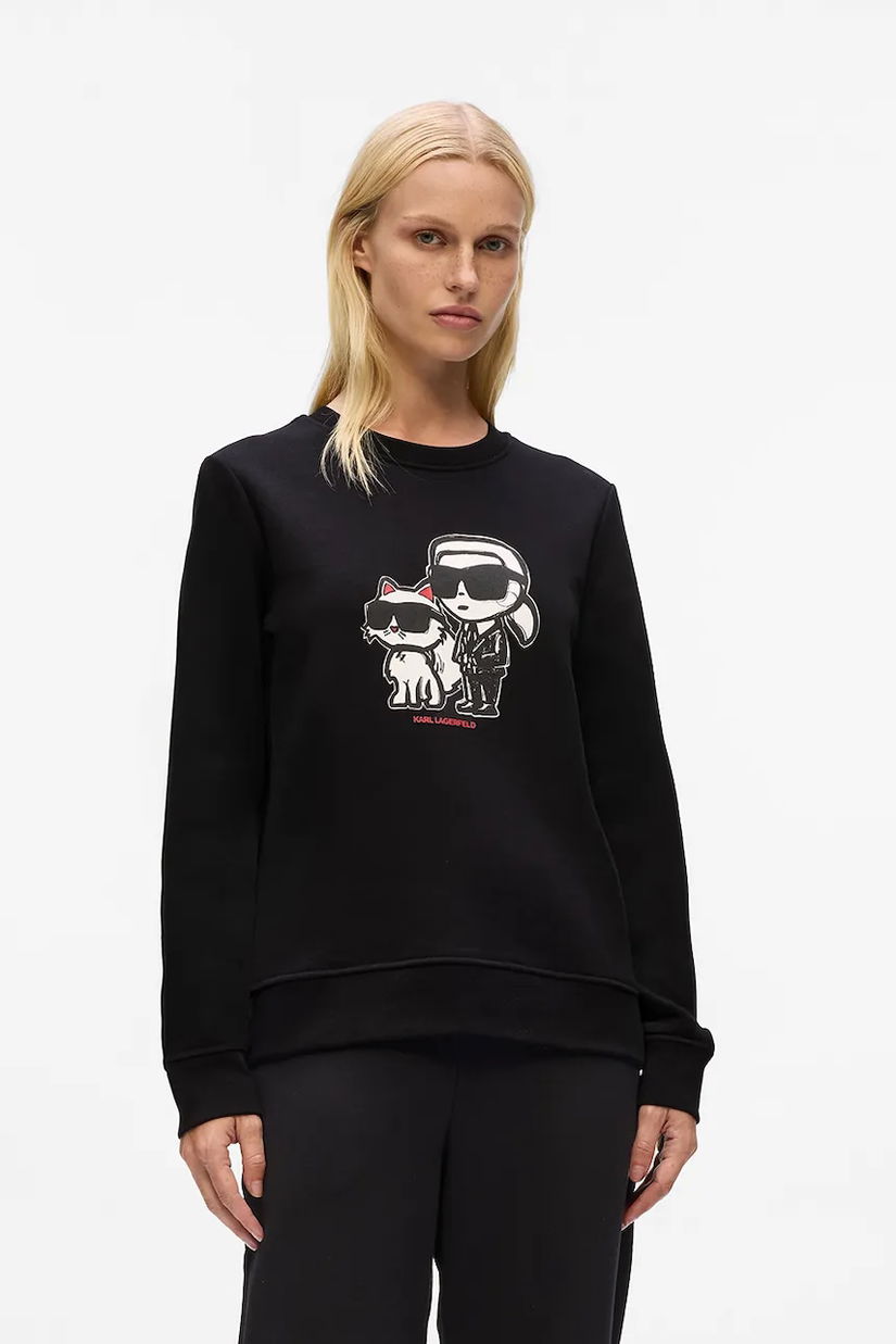 Karl Lagerfeld bluză culoarea negru, cu imprimeu, A4W20045