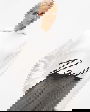 Karl Lagerfeld bluză culoarea alb, cu imprimeu, A4W20039