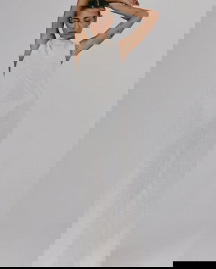 MUUV. rochie LLARD culoarea bej, maxi, drept