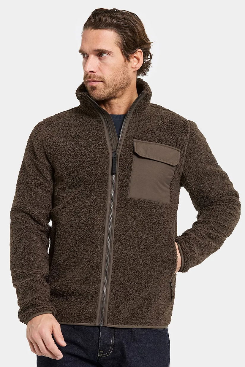 Didriksons hanorac fleece PETER culoarea maro, uni, 505884