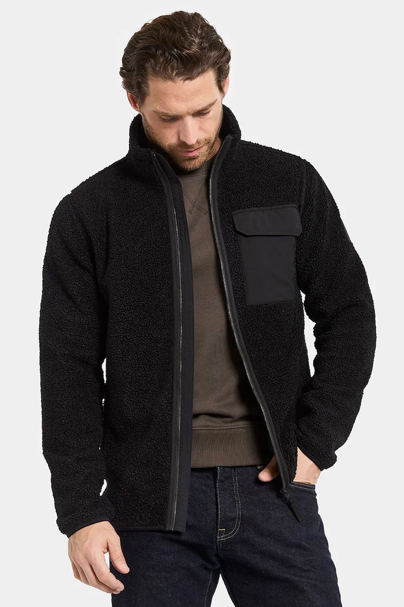 Didriksons hanorac fleece PETER culoarea negru, uni, 505884