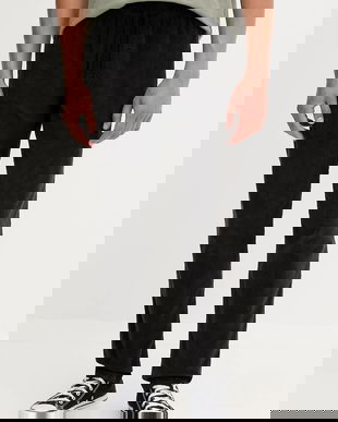 Tommy Jeans pantaloni de catifea cord culoarea negru, drept, DM0DM21997