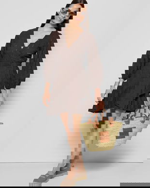 Bizuu rochie din bumbac AMBROSIA culoarea maro, mini, evazați, AMBROSIA BRĄZOWY