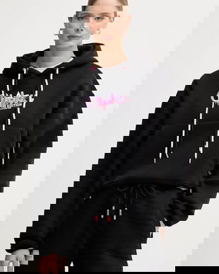 Alpha Industries bluză culoarea negru, cu glugă, cu imprimeu, 258042.03