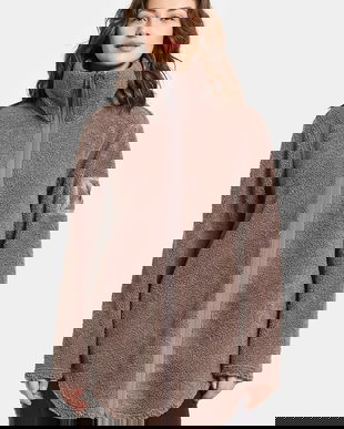 Didriksons hanorac fleece UMI culoarea maro, uni, 505941