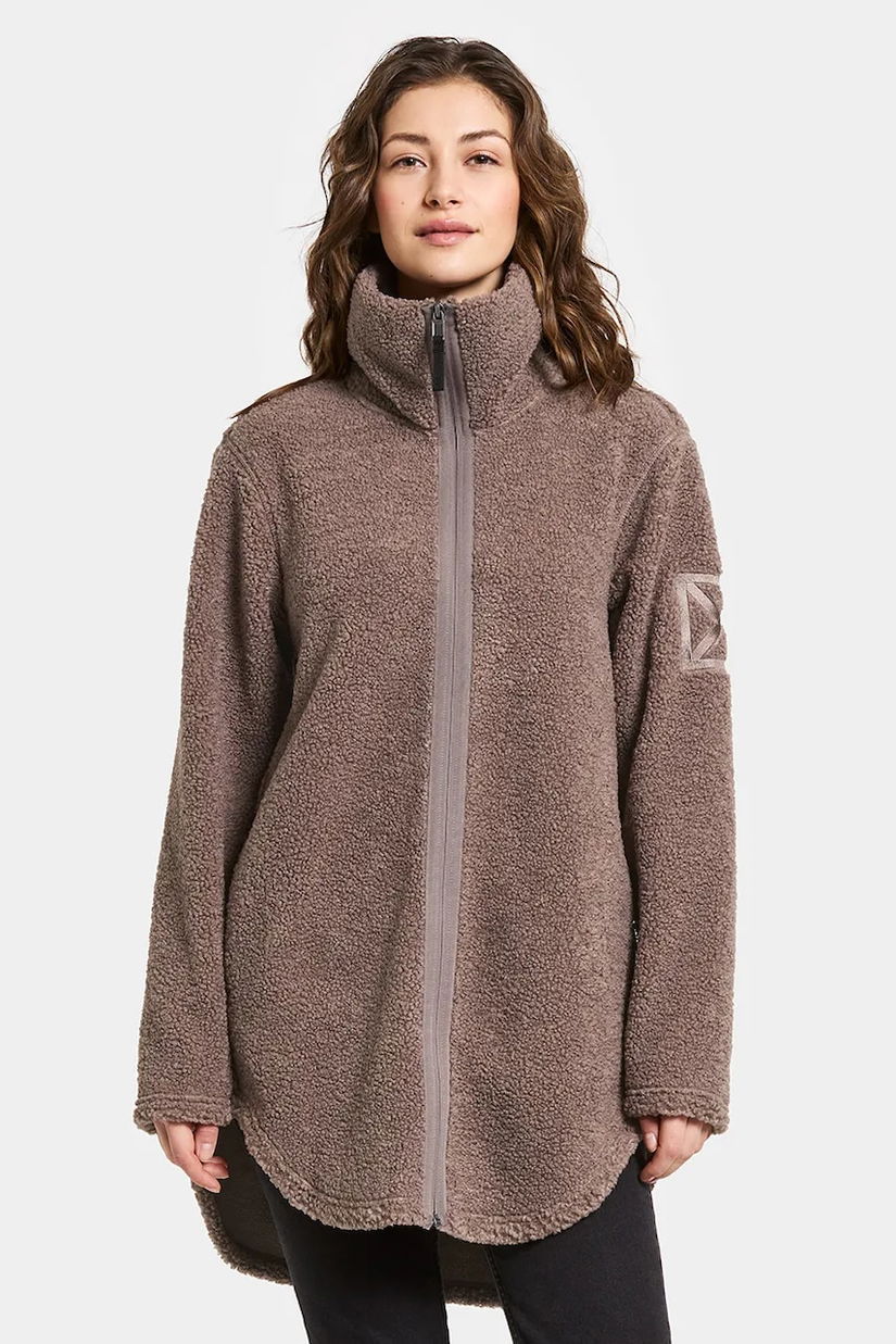 Didriksons hanorac fleece UMI culoarea maro, uni, 505941