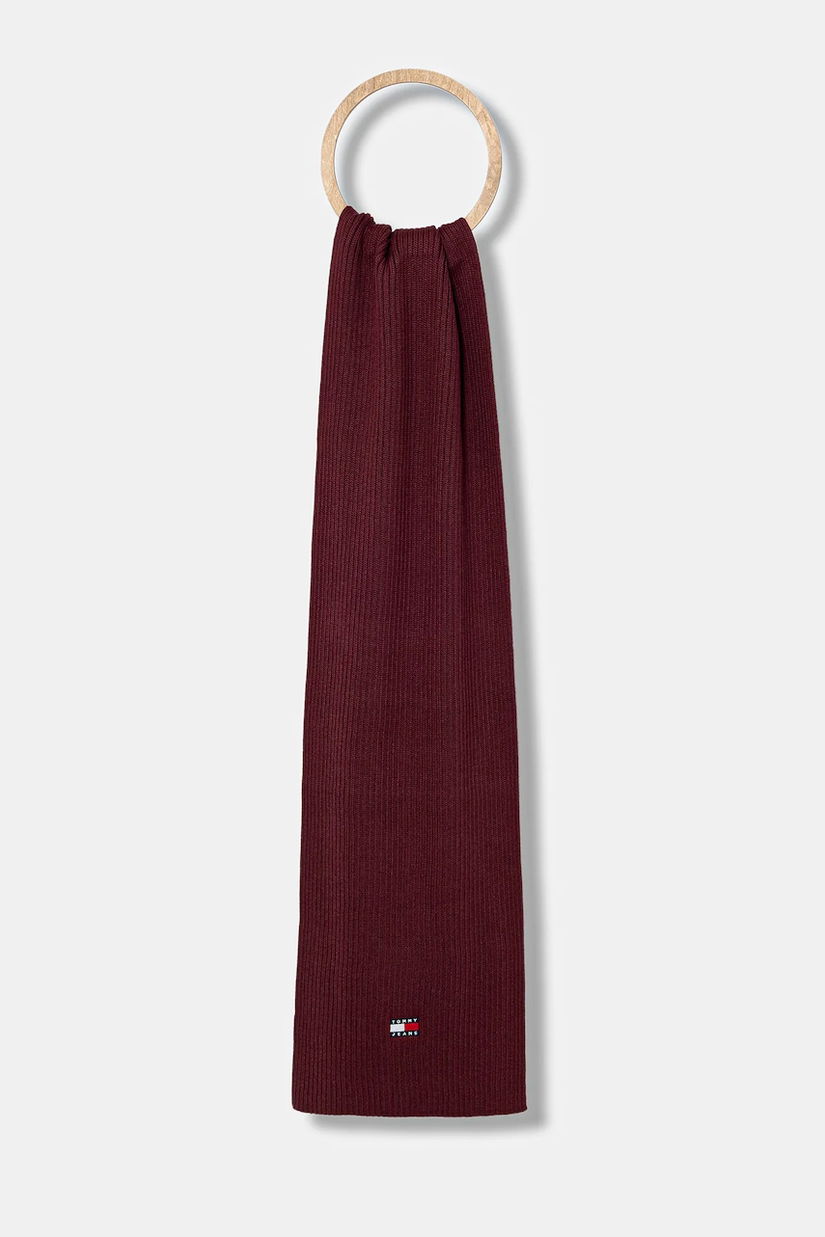 Tommy Jeans eșarfă din bumbac culoarea bordo, uni, AM0AM13683