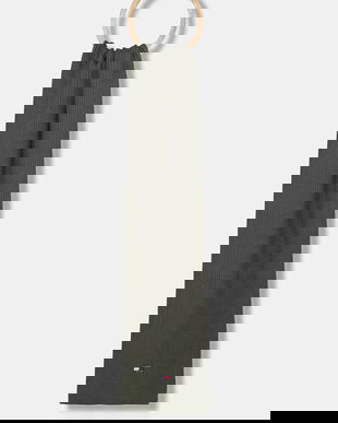 Tommy Jeans eșarfă din bumbac culoarea verde, uni, AM0AM13683