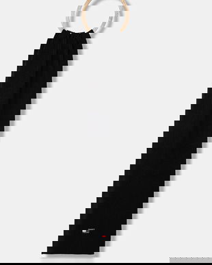 Tommy Jeans eșarfă din bumbac culoarea negru, uni, AM0AM13683