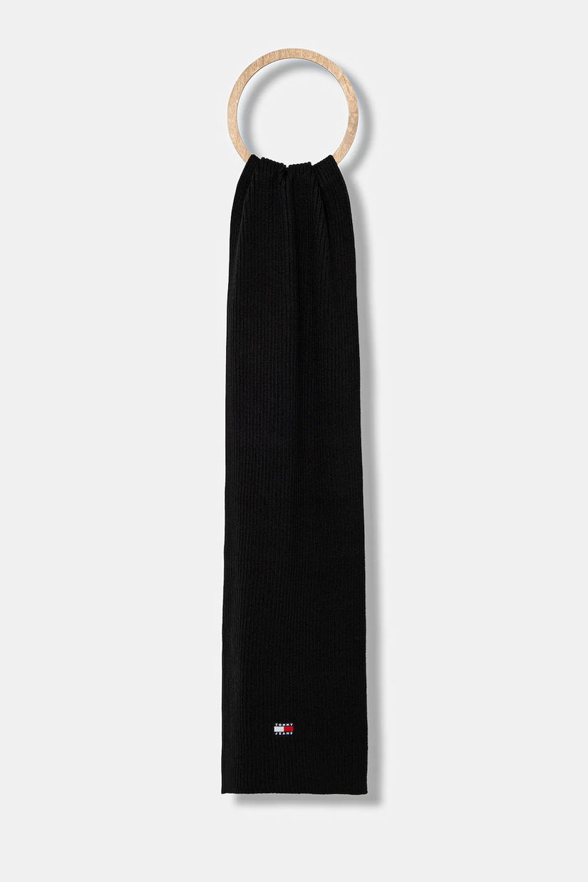 Tommy Jeans eșarfă din bumbac culoarea negru, uni, AM0AM13683