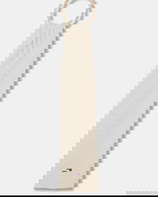 Tommy Jeans eșarfă din bumbac culoarea bej, uni, AW0AW18045