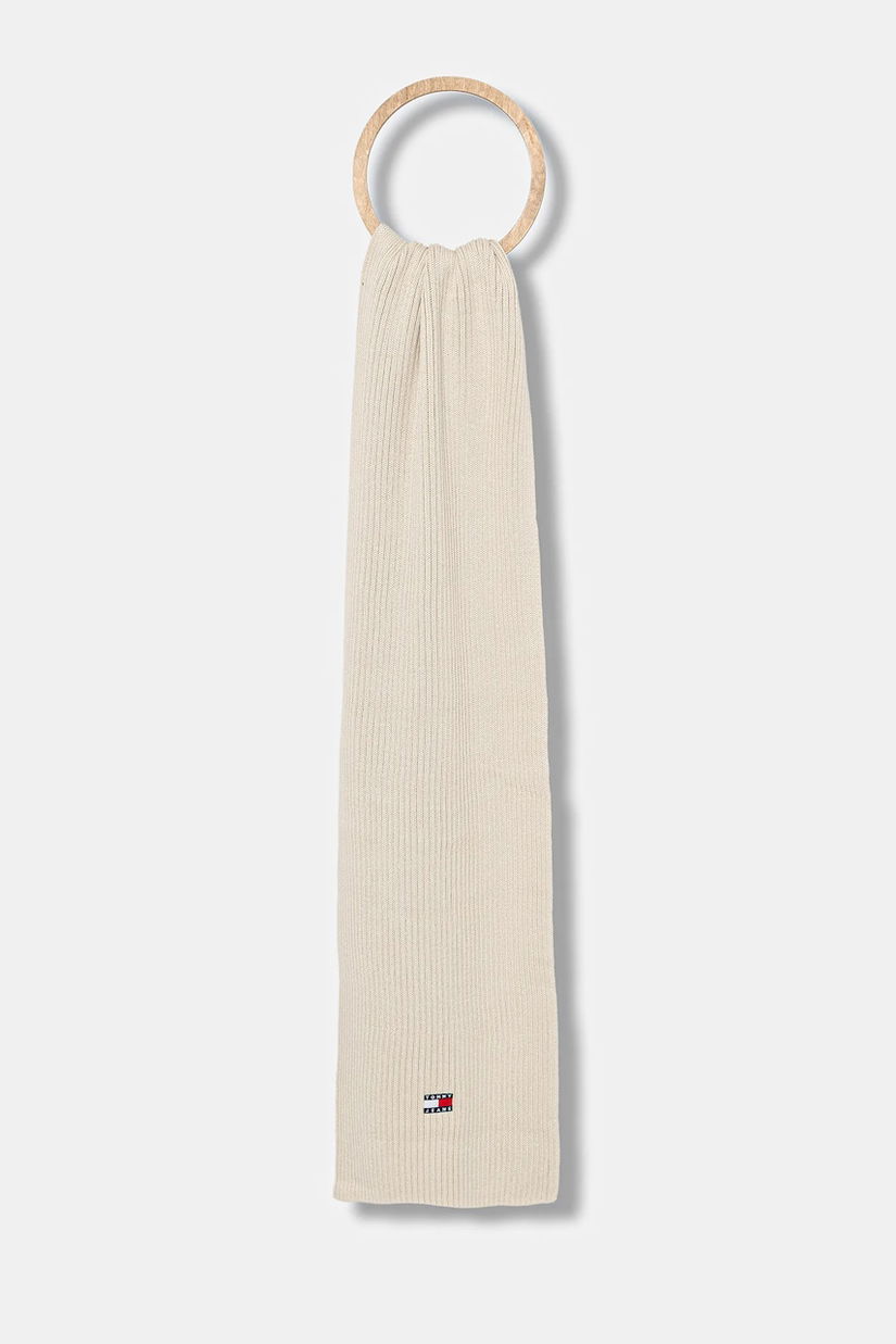Tommy Jeans eșarfă din bumbac culoarea bej, uni, AW0AW18045