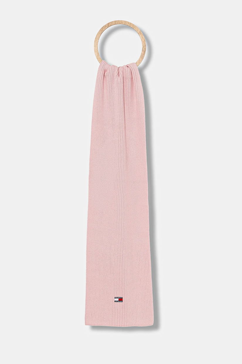 Tommy Jeans eșarfă din bumbac culoarea roz, uni, AW0AW18045