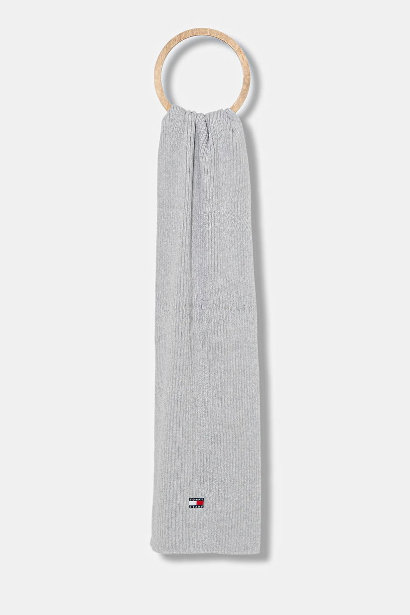 Tommy Jeans eșarfă din bumbac culoarea gri, uni, AW0AW18045
