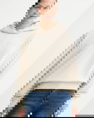 Marc O'Polo hanorac de bumbac culoarea bej, cu glugă, cu imprimeu, 508407354165