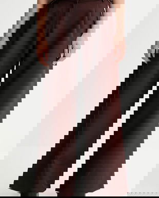 Sessun pantaloni culoarea maro, lat, high waist, 25107000