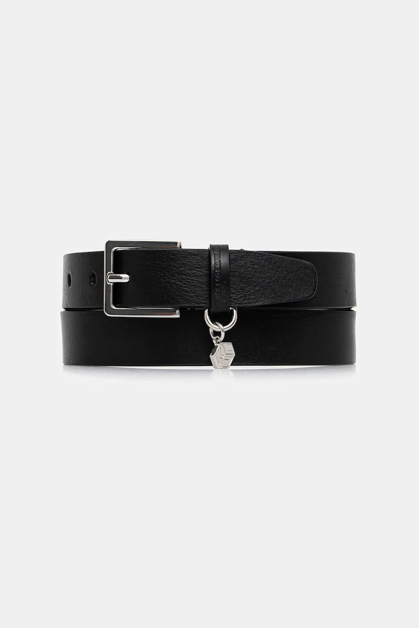 Karl Lagerfeld Jeans curea de piele culoarea negru, A4W33097