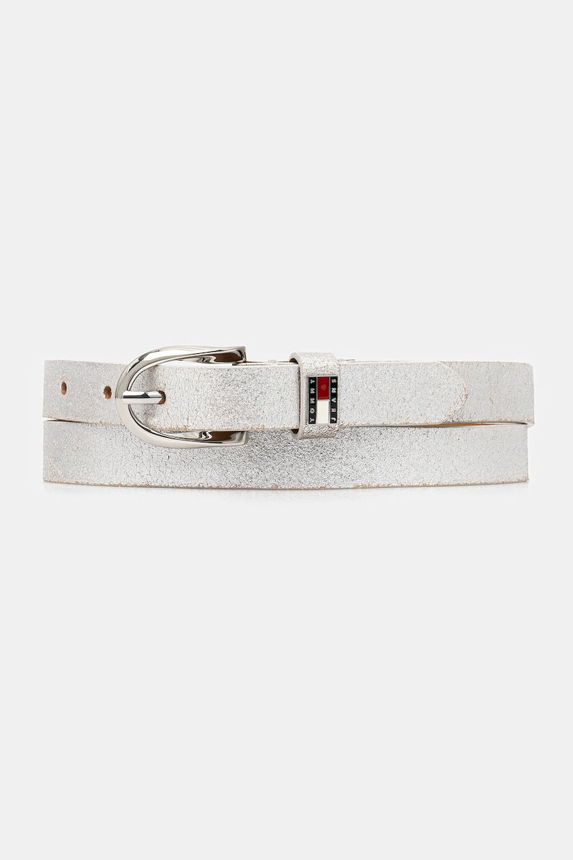Tommy Jeans curea de piele culoarea argintiu, AW0AW17917